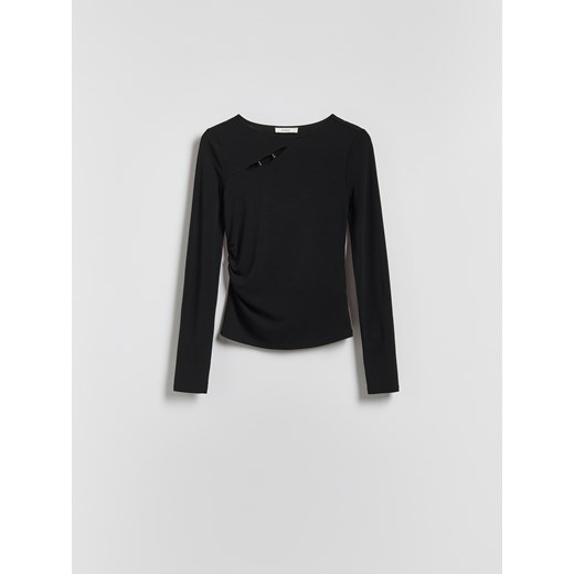 Reserved - Bluzka z ozdobnym detalem - czarny - id: YU446-99X - marki Reserved - 187291182 Reserved - Bluzka z ozdobnym detalem - czarny ze sklepu Reserved w kategorii Bluzki damskie - zdjęcie 187291182