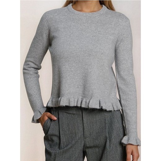 Sinsay - Sweter z ozdobnymi falbanami z domieszką wełny - szary ze sklepu Sinsay w kategorii Swetry damskie - zdjęcie 187291650