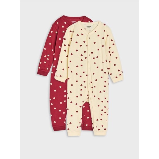 Sinsay - Bawełniany pajacyk ze wzorem w serca 2 pack - kremowy - id: 501GK-01X - marki Sinsay - 187291671 Sinsay - Bawełniany pajacyk ze wzorem w serca 2 pack - kremowy ze sklepu Sinsay w kategorii Pajacyki - zdjęcie 187291671