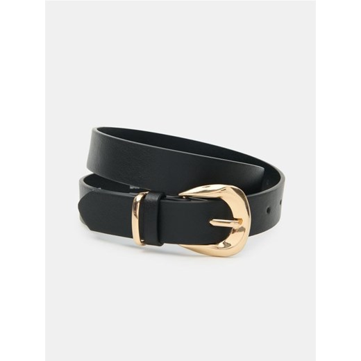 Sinsay - Pasek ze złotą klamrą - czarny - id: 937EJ-99X - marki Sinsay - 187291722 Sinsay - Pasek ze złotą klamrą - czarny ze sklepu Sinsay w kategorii Paski damskie - zdjęcie 187291722