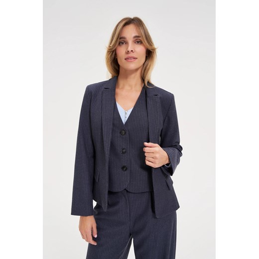Marynarka w paski granatowa - id: 32077 - marki Moodo.pl - 187291742 Marynarka w paski granatowa ze sklepu Moodo.pl w kategorii Marynarki damskie - zdjęcie 187291742