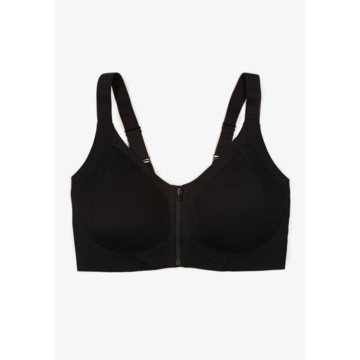 Czarny Sportowy Biustonosz z Suwakiem z Przodu Eziline XXXL born2be.pl