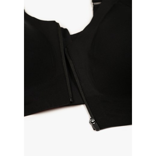 Czarny Sportowy Biustonosz z Suwakiem z Przodu Eziline XXL born2be.pl