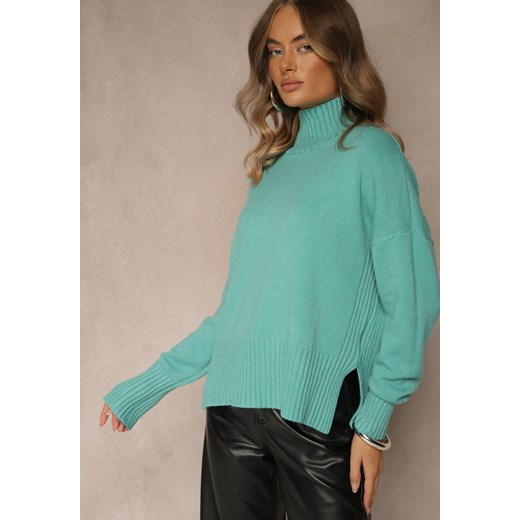 Jasnozielony Gładki Golf Casual Ralloria ze sklepu renee.pl w kategorii Swetry damskie - zdjęcie 187292410