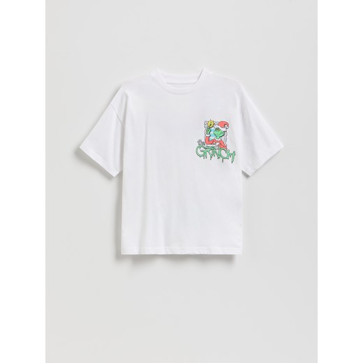 Reserved - Świąteczny t-shirt Grinch - biały ze sklepu Reserved w kategorii Bluzki dziewczęce - zdjęcie 187292634