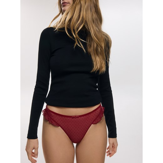 Reserved - Koronkowe majtki z kokardką - czerwony - id: 455EZ-33X - marki Reserved - 187292644 Reserved - Koronkowe majtki z kokardką - czerwony ze sklepu Reserved w kategorii Majtki damskie - zdjęcie 187292644