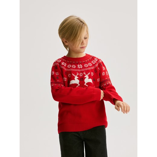 Reserved - Świąteczny sweter - czerwony ze sklepu Reserved w kategorii Bluzy chłopięce - zdjęcie 187292714