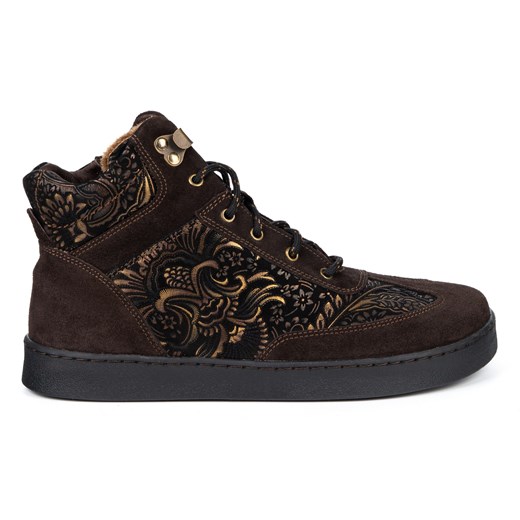 Buty BAREFOOT damskie zimowe 201MP ocieplane skórzane brąz welur we wzory - id: 11766n - marki Olivier - 187292974 Buty BAREFOOT damskie zimowe 201MP ocieplane skórzane brąz welur we wzory ze sklepu butyolivier w kategorii Botki - zdjęcie 187292974