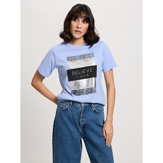 Cross Jeans Koszulka w kolorze błękitnym ze sklepu Limango Polska w kategorii Bluzki damskie - zdjęcie 187293110