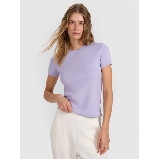 Damski t-shirt basic 4F 4FWAW25TTSHF2712 - fioletowy ze sklepu Sportstylestory.com w kategorii Bluzki damskie - zdjęcie 187293554