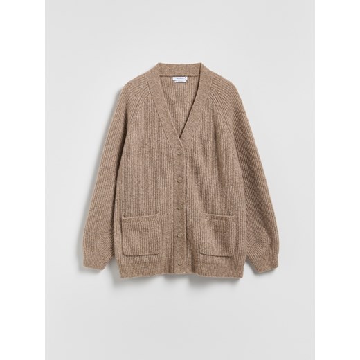 Reserved - Kardigan z wełną - beżowy ze sklepu Reserved w kategorii Swetry damskie - zdjęcie 187294172