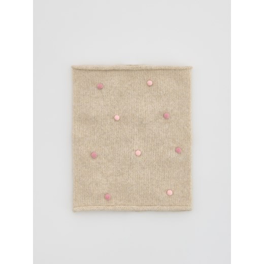 Reserved - Dzianinowy komin z aplikacją - kremowy Reserved ONE SIZE Reserved