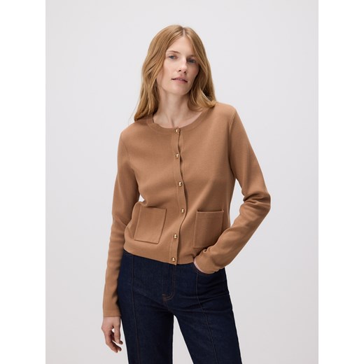 Reserved - Kardigan z wiskozą - beżowy ze sklepu Reserved w kategorii Swetry damskie - zdjęcie 187294601