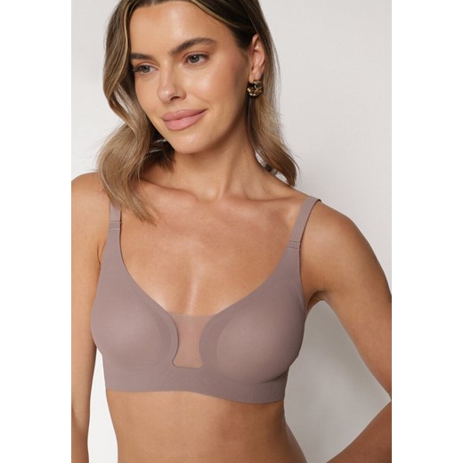 Ciemnobeżowy Biustonosz z Ozdobnym Wycięciem Ezirelle - id: 401903 - marki born2be - 187294763 Ciemnobeżowy Biustonosz z Ozdobnym Wycięciem Ezirelle ze sklepu born2be.pl w kategorii Biustonosze - zdjęcie 187294763