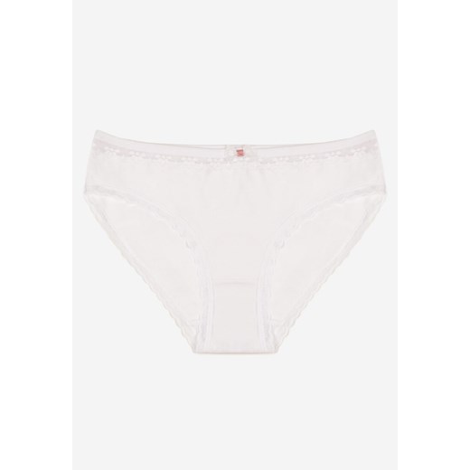 Białe Bawełniane Majtki Typu Figi z Koronką i Kokardą Zeteria - id: 401912 - marki born2be - 187294833 Białe Bawełniane Majtki Typu Figi z Koronką i Kokardą Zeteria ze sklepu born2be.pl w kategorii Majtki damskie - zdjęcie 187294833