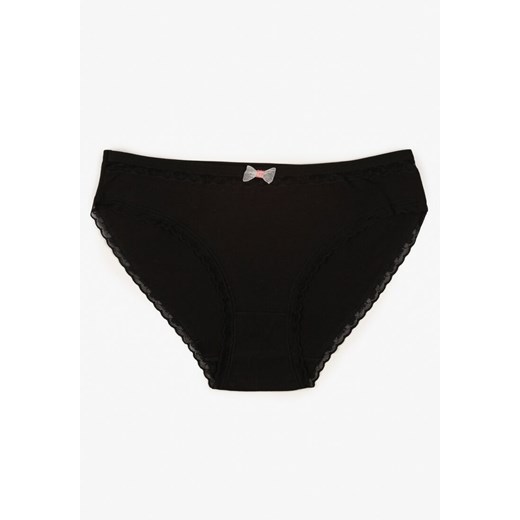 Czarne Majtki Figi z Bawełny Ozdobione Kokardą i Koronką Zeterie - id: J6028-38-BLACK - marki Renee - 187294874 Czarne Majtki Figi z Bawełny Ozdobione Kokardą i Koronką Zeterie ze sklepu renee.pl w kategorii Majtki damskie - zdjęcie 187294874