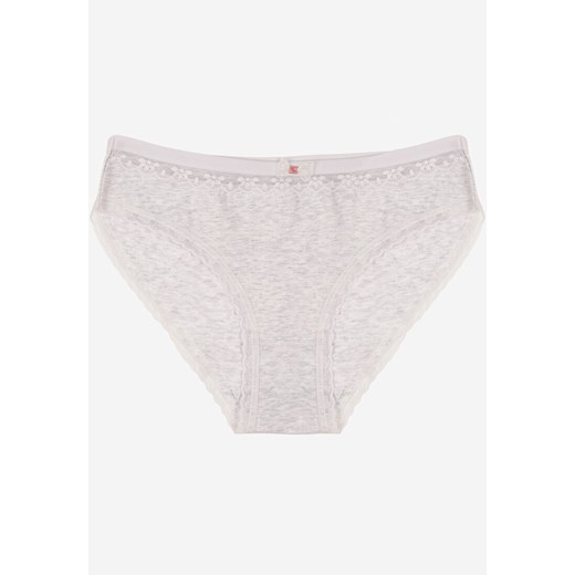 Jasnoszare Majtki Figi z Bawełny Ozdobione Kokardą i Koronką Zeterie ze sklepu renee.pl w kategorii Majtki damskie - zdjęcie 187294880