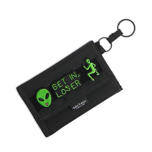 Cropp - Portfel z zielonym haftem UFO - czarny Cropp Uniwersalny Cropp