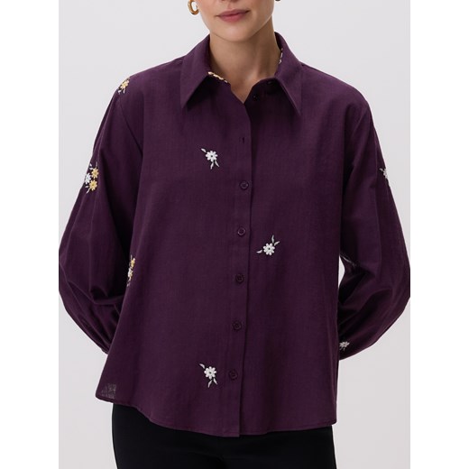 Reserved - Koszula z haftowanym wzorem - bordowy ze sklepu Reserved w kategorii Koszule damskie - zdjęcie 187295611