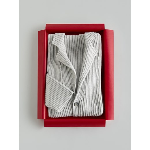 Reserved - Kardigan z domieszką wełny - jasnoszary ze sklepu Reserved w kategorii Swetry damskie - zdjęcie 187295663