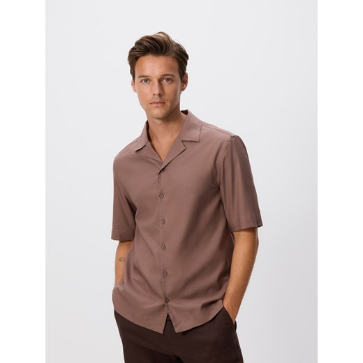 Reserved - Koszula regular z bawełny egipskiej - brązowy ze sklepu Reserved w kategorii Koszule męskie - zdjęcie 187295672