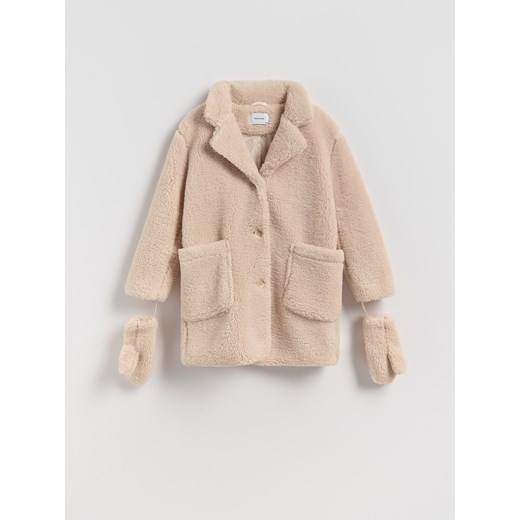 Reserved - Płaszcz z rękawiczkami - beżowy ze sklepu Reserved w kategorii Kurtki dziewczęce - zdjęcie 187295760