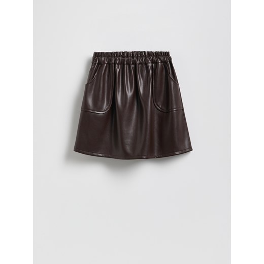 Reserved - Spódnica z imitacji skóry - ciemnobrązowy ze sklepu Reserved w kategorii Spódnice dziewczęce - zdjęcie 187295872