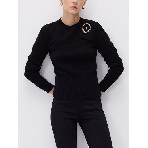 Reserved - Wełniany sweter z klamrą - czarny ze sklepu Reserved w kategorii Swetry damskie - zdjęcie 187296100