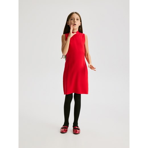 Reserved - Dzianinowa sukienka z wiskozą - czerwony - id: 821FH-33X - marki Reserved - 187296391 Reserved - Dzianinowa sukienka z wiskozą - czerwony ze sklepu Reserved w kategorii Swetry dziewczęce - zdjęcie 187296391