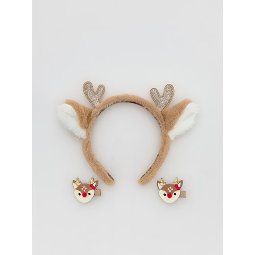 Reserved - Świąteczna opaska ze spinkami - brązowy ze sklepu Reserved w kategorii Ozdoby do włosów dziewczęce - zdjęcie 187296613