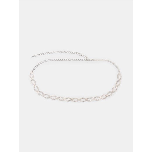 Sinsay - Pasek łańcuszkowy z cyrkoniami - srebrny - id: 639EJ-SLV - marki Sinsay - 187297210 Sinsay - Pasek łańcuszkowy z cyrkoniami - srebrny ze sklepu Sinsay w kategorii Paski damskie - zdjęcie 187297210