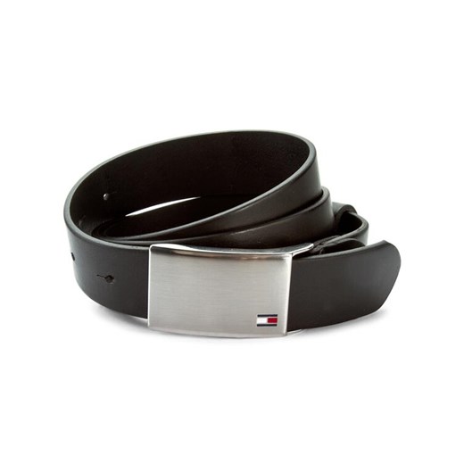 Pasek Męski Tommy Hilfiger Th Plaque Belt 3.5 Adj AM0AM01995 Czarny ze sklepu eobuwie.pl w kategorii Paski męskie - zdjęcie 187297280