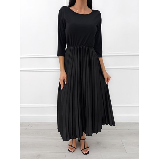 Czarna Sukienka z Plisowanym Dołem - id: 23070214 - marki Modnakiecka.pl - 187297450 Czarna Sukienka z Plisowanym Dołem ze sklepu ModnaKiecka.pl w kategorii Sukienki - zdjęcie 187297450