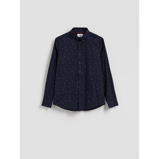 Reserved - Koszula slim fit w świąteczny wzór - granatowy ze sklepu Reserved w kategorii Koszule męskie - zdjęcie 187297950