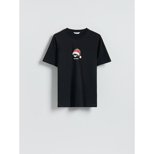 Reserved - T-shirt regular ze świątecznym nadrukiem - czarny ze sklepu Reserved w kategorii T-shirty męskie - zdjęcie 187297962