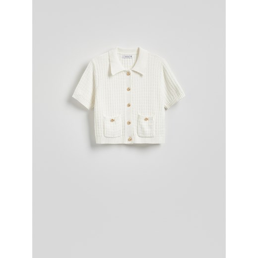 Reserved - Bawełniany kardigan z guzikami - złamana biel ze sklepu Reserved w kategorii Swetry damskie - zdjęcie 187298110