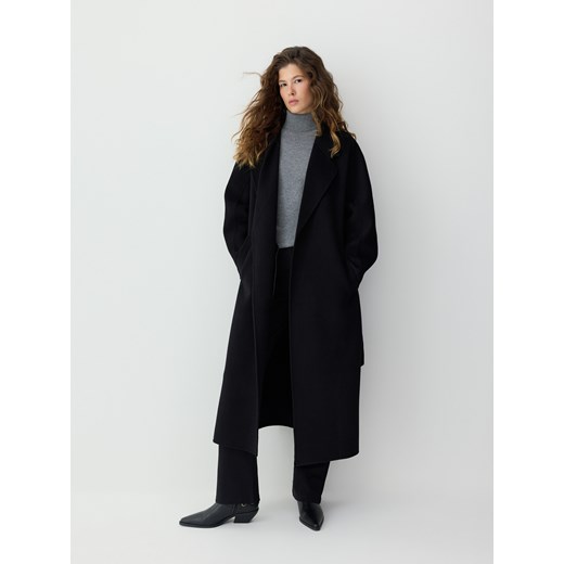 Reserved - Płaszcz handmade z wełną - czarny ze sklepu Reserved w kategorii Płaszcze damskie - zdjęcie 187299454
