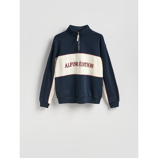 Reserved - Bawełniana bluza ze stójką - granatowy ze sklepu Reserved w kategorii Bluzy męskie - zdjęcie 187299563