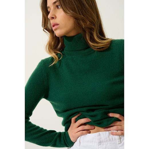 AUTHENTIC CASHMERE Kaszmirowy golf &quot;Bise&quot; w kolorze ciemnozielonym M okazja Limango Polska