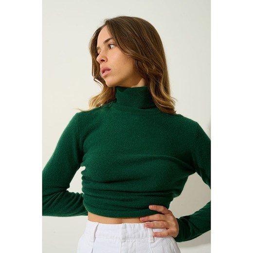 AUTHENTIC CASHMERE Kaszmirowy golf &quot;Bise&quot; w kolorze ciemnozielonym M Limango Polska okazja