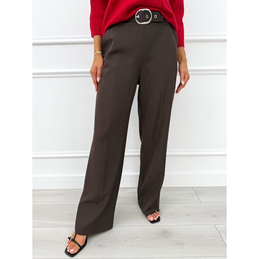 Czekoladowe Eleganckie Spodnie ze sklepu ModnaKiecka.pl w kategorii Spodnie damskie - zdjęcie 187300631