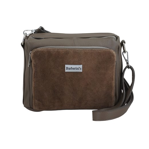 Codzienna torebka ze skóry naturalnej z zamszem - Beżowa ciemna ze sklepu Barberinis w kategorii Listonoszki - zdjęcie 187301074