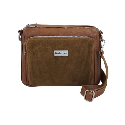Codzienna torebka ze skóry naturalnej z zamszem - Brązowa jasna - id: 3281 - marki Barberini's - 187301244 Codzienna torebka ze skóry naturalnej z zamszem - Brązowa jasna ze sklepu Barberinis w kategorii Listonoszki - zdjęcie 187301244