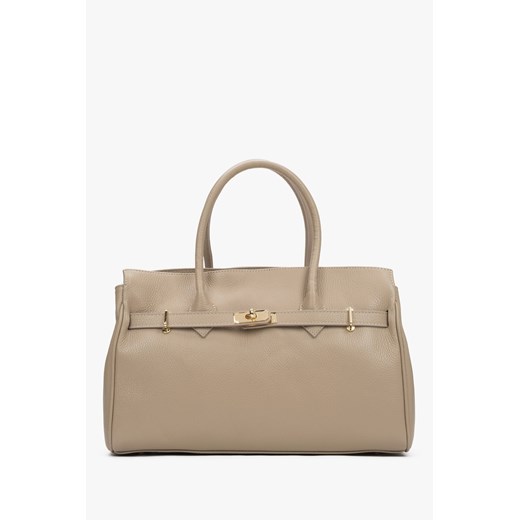 Estro: Duża beżowa torebka damska z włoskiej skóry naturalnej Premium Estro One Size Estro