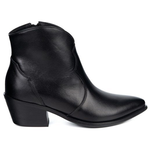 Olivier Monroe – damskie botki skórzane w stylu kowbojek czarne lico ze sklepu butyolivier w kategorii Botki - zdjęcie 187301813