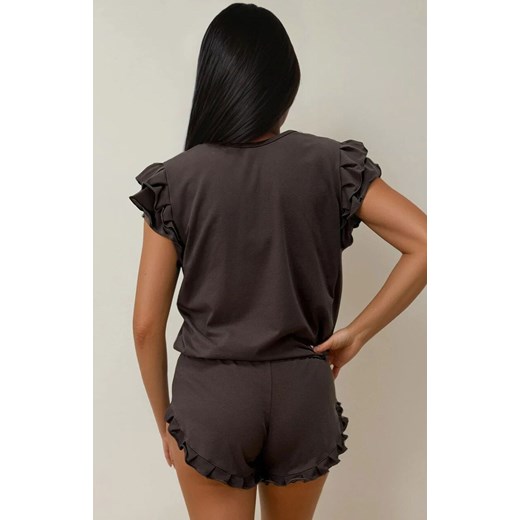 Czekoladowa krótka piżama damska Lulu 2, Kolor czekoladowy, Rozmiar XS, DKaren ze sklepu Intymna w kategorii Piżamy damskie - zdjęcie 187302462