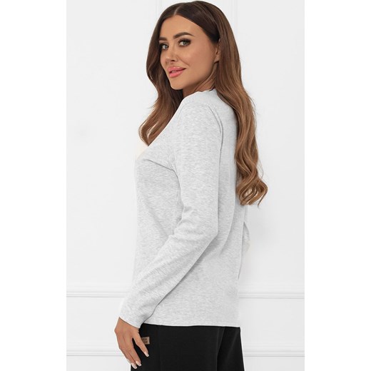 Bawełniana bluzka damska z długim rękawem jasny melanż Gordo, Kolor jasny melanż, Rozmiar S, Italian Fashion ze sklepu Intymna w kategorii Bluzki damskie - zdjęcie 187302542