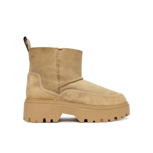 Śniegowce Tommy Hilfiger Real Shearling Pullon FW0FW08997 Beżowy - id: 0000305551320 - marki Tommy Hilfiger - 187302893 Śniegowce Tommy Hilfiger Real Shearling Pullon FW0FW08997 Beżowy ze sklepu eobuwie.pl w kategorii Śniegowce damskie - zdjęcie 187302893