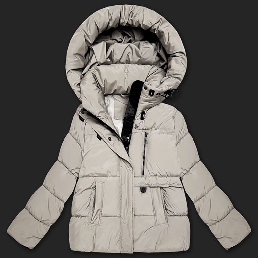 Puchowa luźna kurtka damska z kapturem S'West jasny beżowy (B8529-46) ze sklepu goodlookin.pl w kategorii Kurtki damskie - zdjęcie 187303563