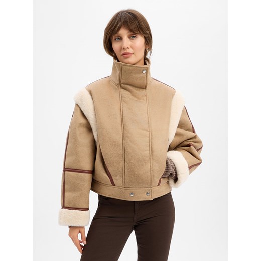 BOSS Orange Damska kurtka ze sztucznego futra - Cheerlea Kobiety brązowy jednolity ze sklepu vangraaf w kategorii Kurtki damskie - zdjęcie 187303620